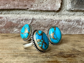 Blue Copper Turquoise Ring Sterling Silver