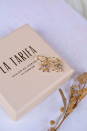 Multi Zirconia Eye Hoop Earrings Gold Vermeil