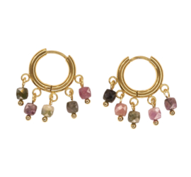 Tourmaline Gypsy Gold Stainless Steel Hoops
