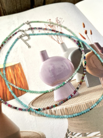 Multi Color Stone Necklace Sterling Silver