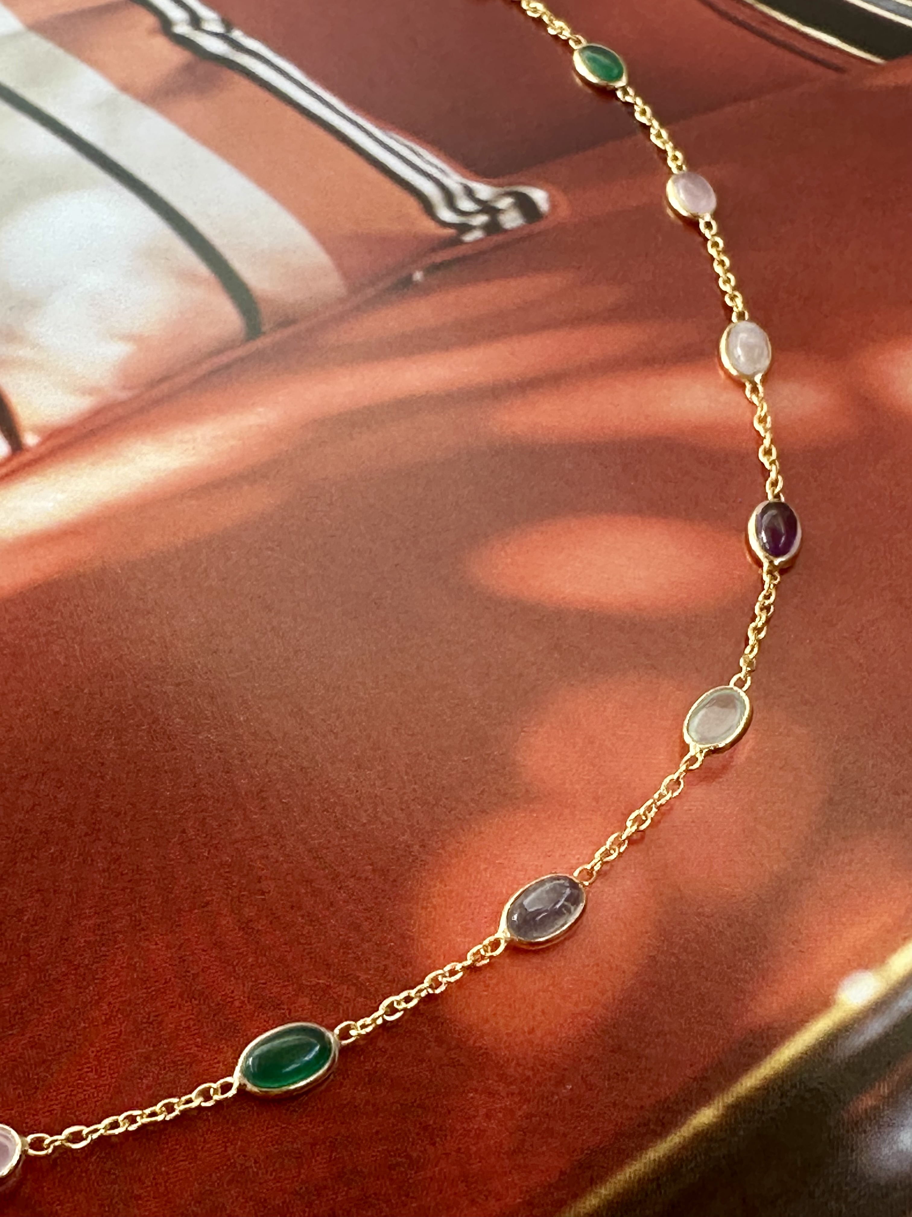 Multi Stone Mineral Necklace Gold Vermeil