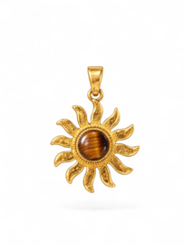 Tijgeroog Zon Hanger - Brass