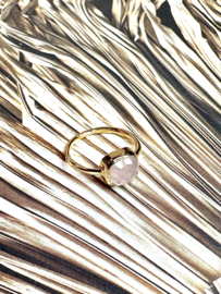 Square Rose Quartz Ring Gold Vermeil