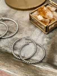 Dotted 30 mm Hoops Sterling Silver