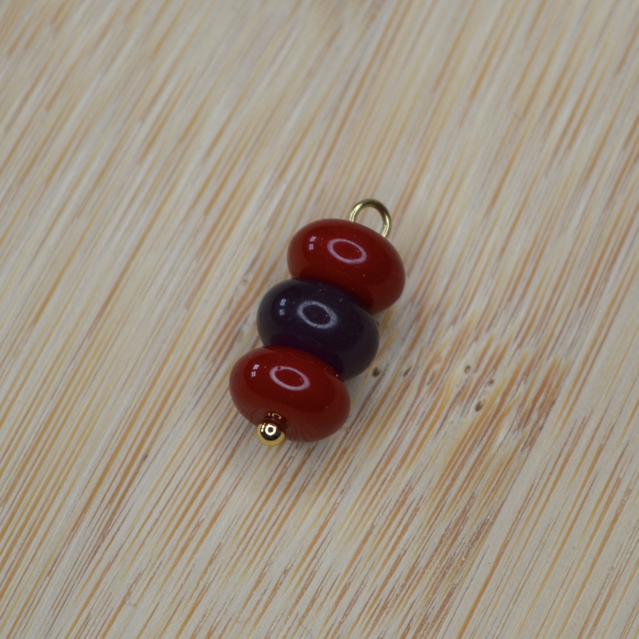 Jade 3-Stone Pendant Red/ Purple