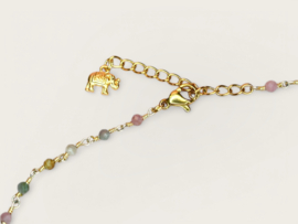 Gemstone & Hand Charm Necklace Gold Plated