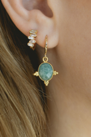 Emerald Zircon Hoop - Gold Plated