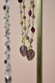 Amethist Mystic Leaf Ketting - Gold Plated