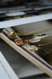 Rose Quartz Sun Necklace Gold Vermeil