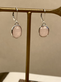 Rose Quartz Earrings Sterling Silver