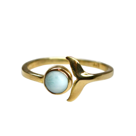 Whale Tail Larimar Ring Gold Vermeil 17