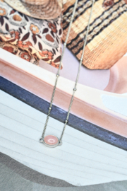 Oval Pink Opal Necklace / Sterling Silver