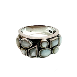Mother of Pearl 9-Stone Ring Sterling Silver