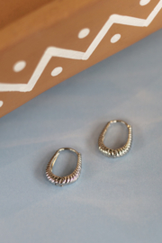 Rectangle Hoops Sterling Silver Oorbellen