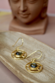 Mystic Wheel Labradoriet Oorbellen - Gold Plated