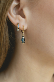 Green Zircon Hoop - Gold Plated