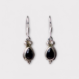Black Onyx Earrings Sterling Silver
