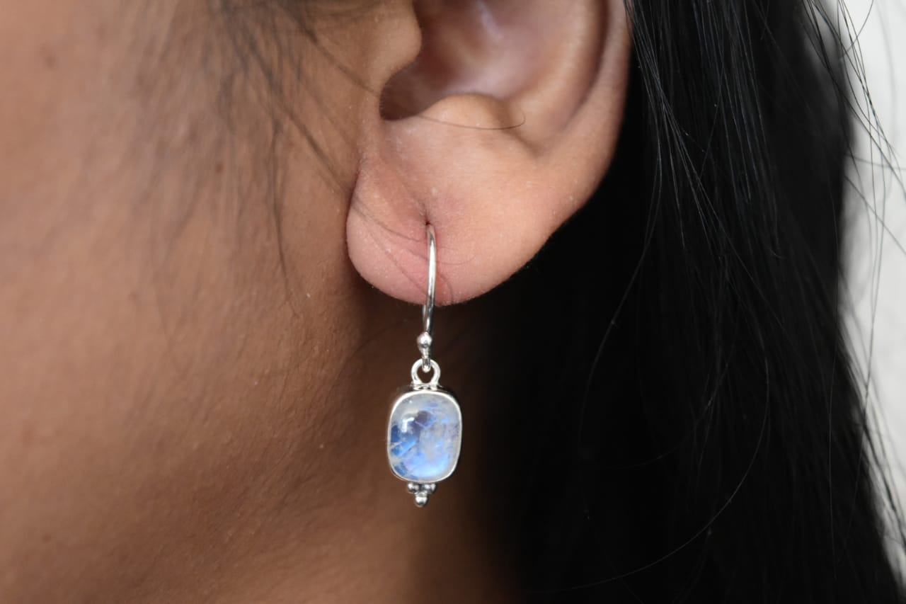 Moonstone Earrings Sterling Silver