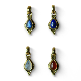 Pear Shaped Gemstone Pendant Brass