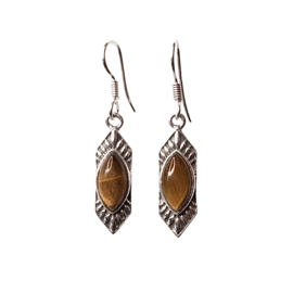 Tiger Eye Hexagon Earrings Sterling Silver Oorbellen