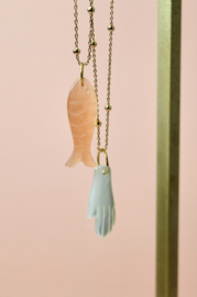 Perzik Maansteen Vis Ketting - Gold Plated