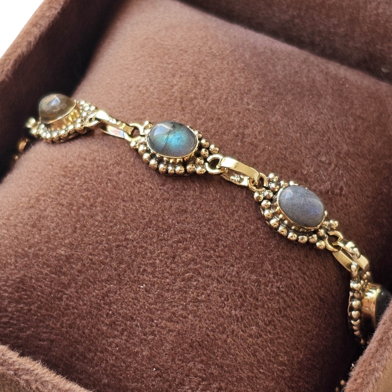 Bohemian Gemstone Bracelet Brass