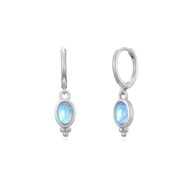 Oval Moonstone Hoops Sterling Silver Oorbellen