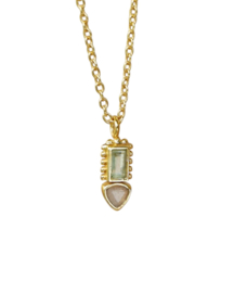 Prenite & Peach Moonstone Duo Necklace Gold Vermeil / Muja Juma