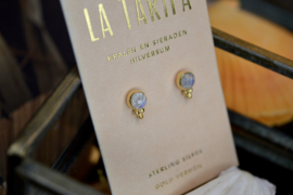 Moonstone 3-Dots Studs Gold Vermeil