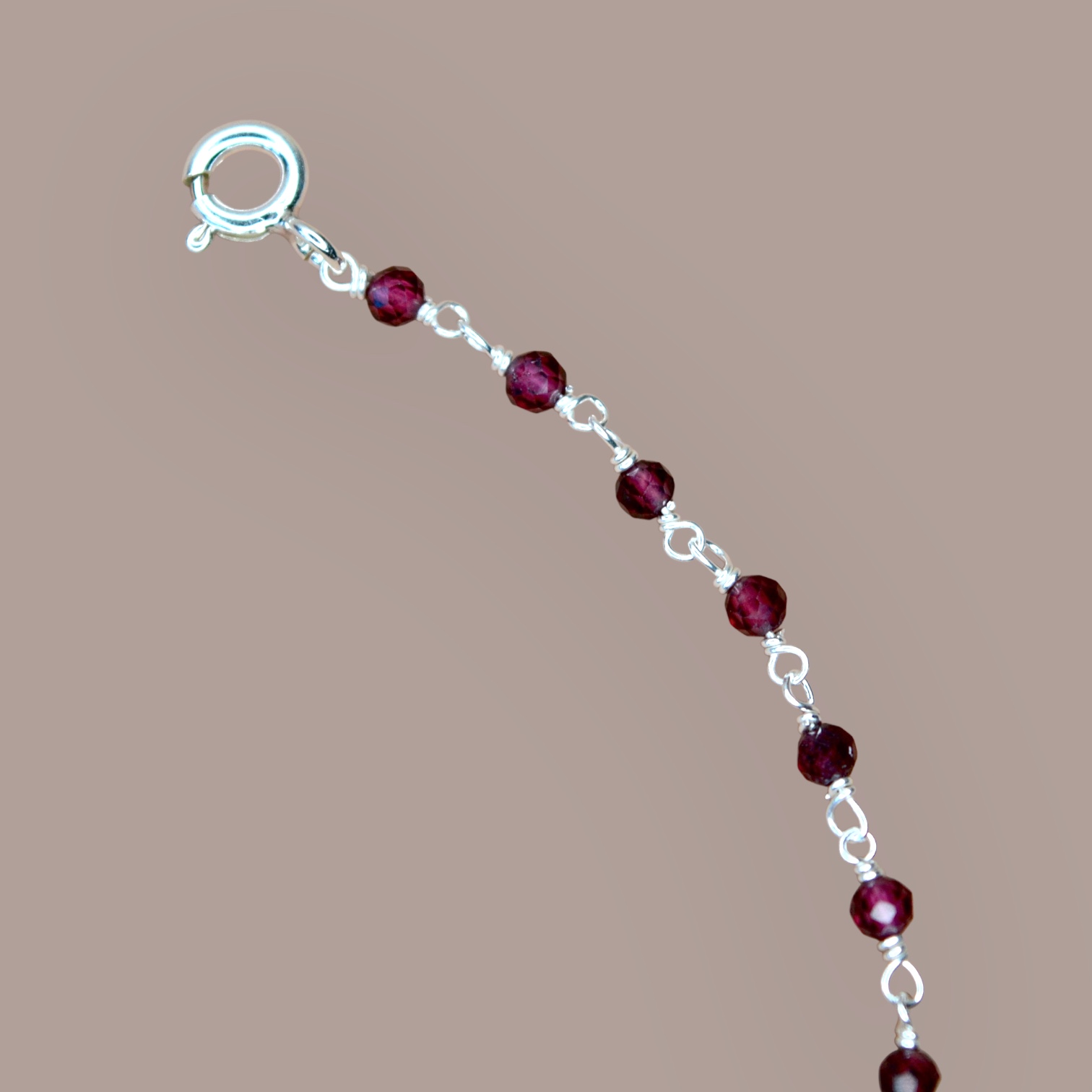 Garnet Harmonic Bracelet  Sterling Silver