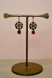 Dreamcatcher Granaat Oorbellen - Gold Plated