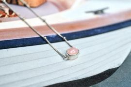 Oval Pink Opal Necklace / Sterling Silver