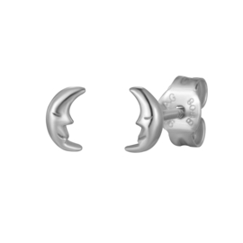 Moon Face Studs Sterling Silver / Oorstekers