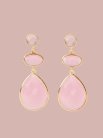 Rozenkwarts Khyber Oorstekers - Gold Vermeil