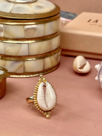 Cowrie Shell Ring Gold Vermeil