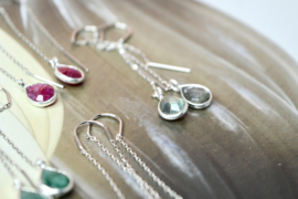 Rani Drops Labradoriet Chain Oorbellen - Silver Plated