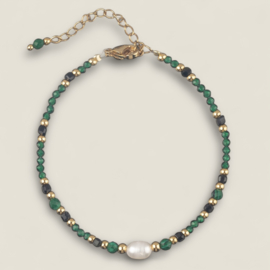 Mix Mineral & Pearl Bracelet Green