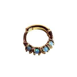 Small Blue Opal Hoop Gold Plated
