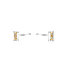 Rectangle Champagne Zircon Stud Sterling Silver Oorstekers