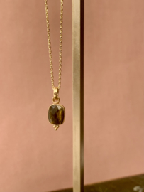 Tiger Eye Small Dots Gold Vermeil Pendant / Hanger