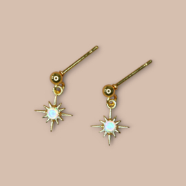 Tiny Opal Star Oorknopjes - Gold Plated