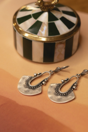 Dotted Fan Earrings Brass