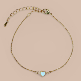 Opal Heart Bracelet Gold Plated