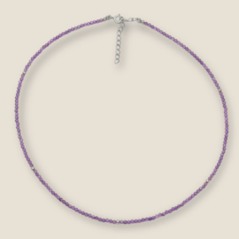 Amethyst Beaded Necklace Sterling Silver