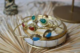 Blue Chalcedony Bangle Brass