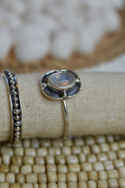 Moonstone Disk Ring Sterling Silver