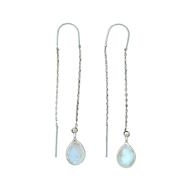 Rani Drops Moonstone Chain Earrings – Silver Plated