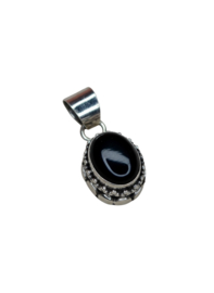 Zwarte Onyx Nusa Hanger - Sterling Zilver