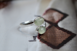 Prehnite 2-Stones Ring / Sterling Silver 18