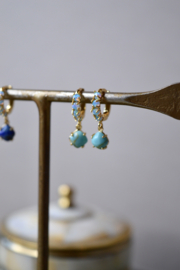 Blue Opal & Turquoise Hoops Gold Plated